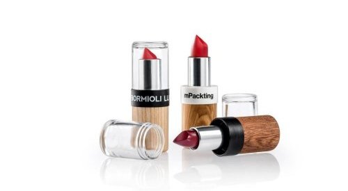 Bormioli Luigi and Minelli create a glass and wood lipstick case