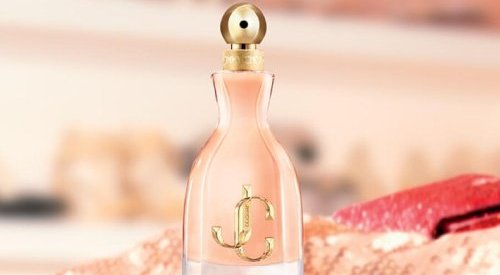 A bottle signed Stoelzle Masnières Parfumerie for Jimmy Choo's I Want Choo